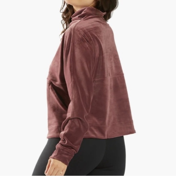 PrAna Phoenix Velour Top Funnel Neck in Raisin Soft Cozy Athleisure Yoga Sz S - Picture 2 of 16